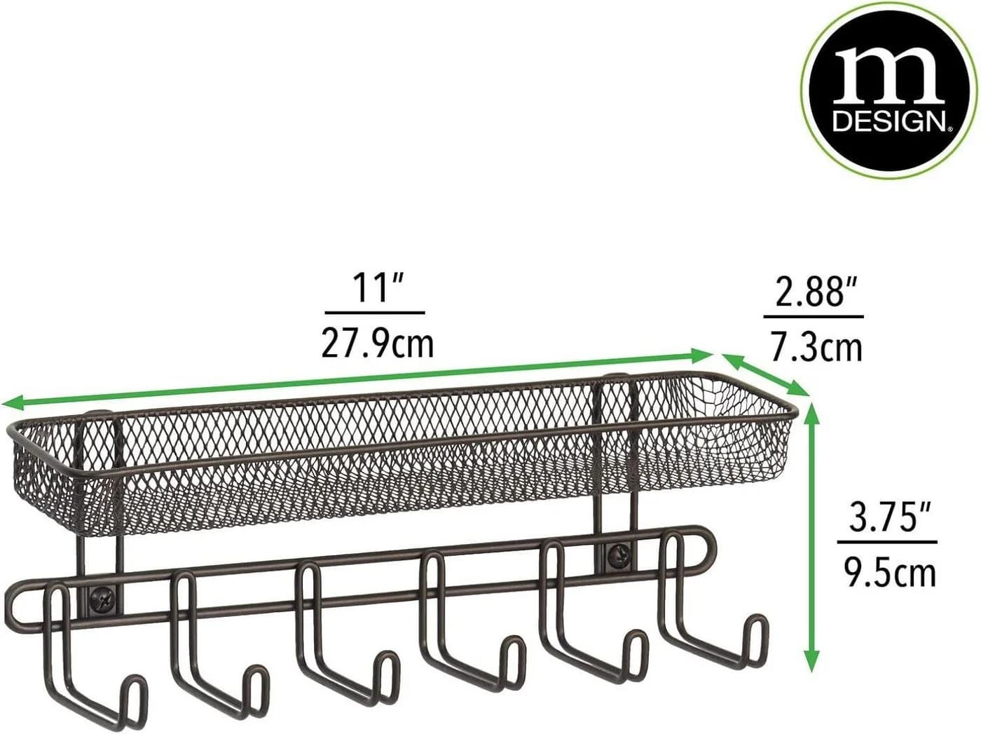 mDesign Schmuckhalter Wand Organizer Bronze Metall
