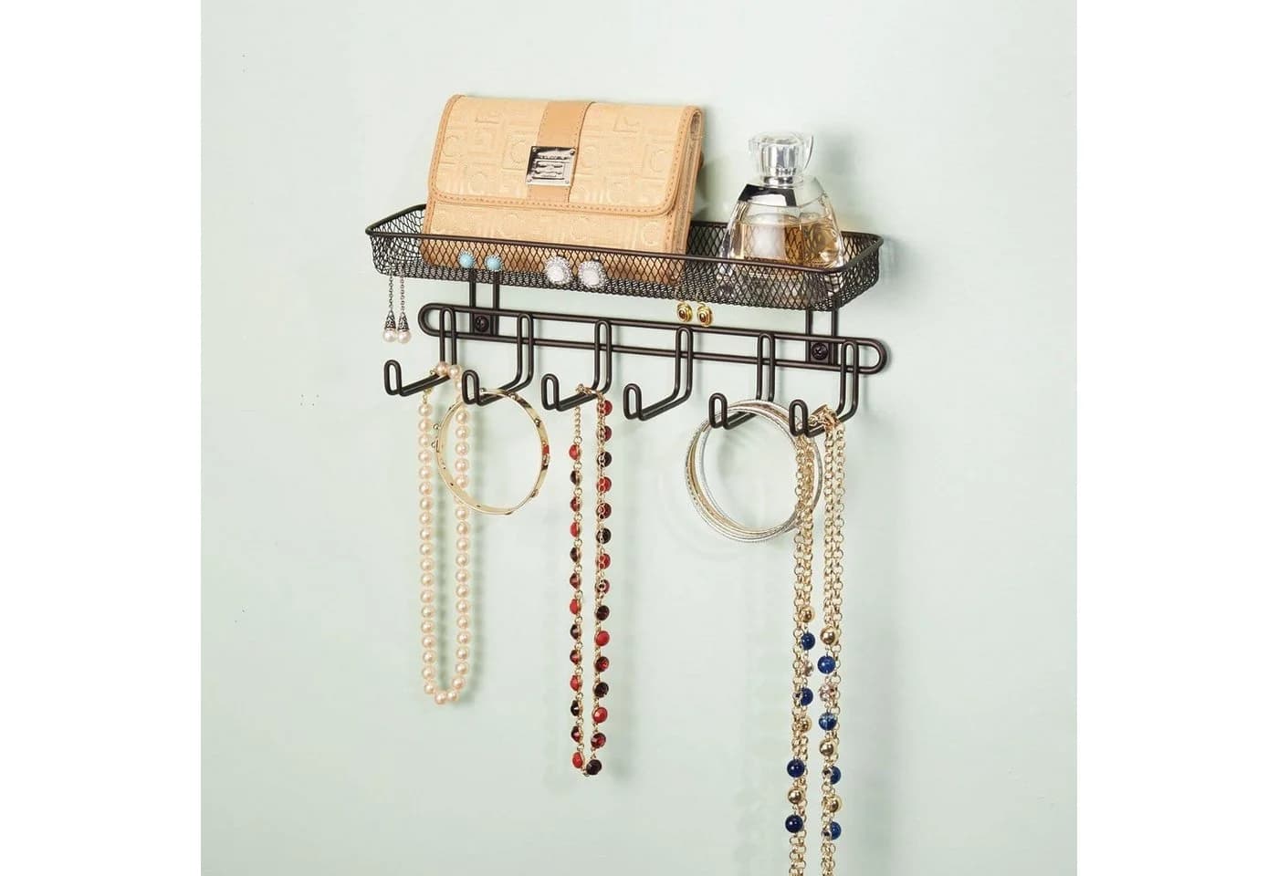 mDesign Schmuckhalter Wand Organizer Bronze Metall - Bild 4