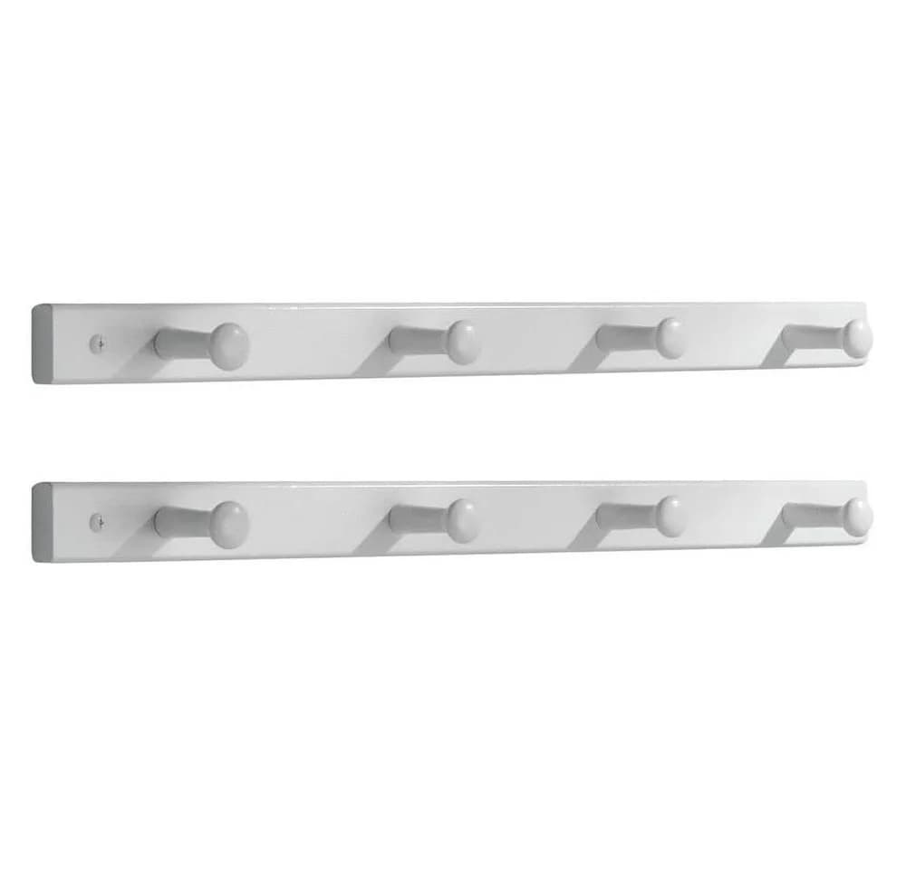 mDesign Wandgarderobe Hakenleiste 2er-Set Holz Weiß - Bild 2