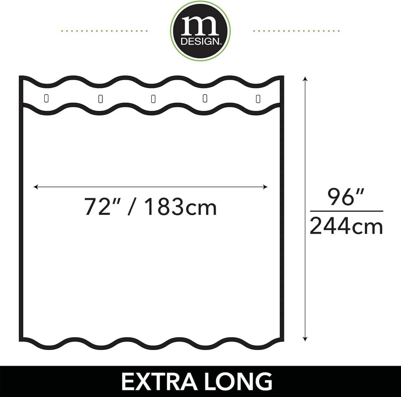 mDesign Duschvorhang XL Transparent PVC-frei 243,8 cm