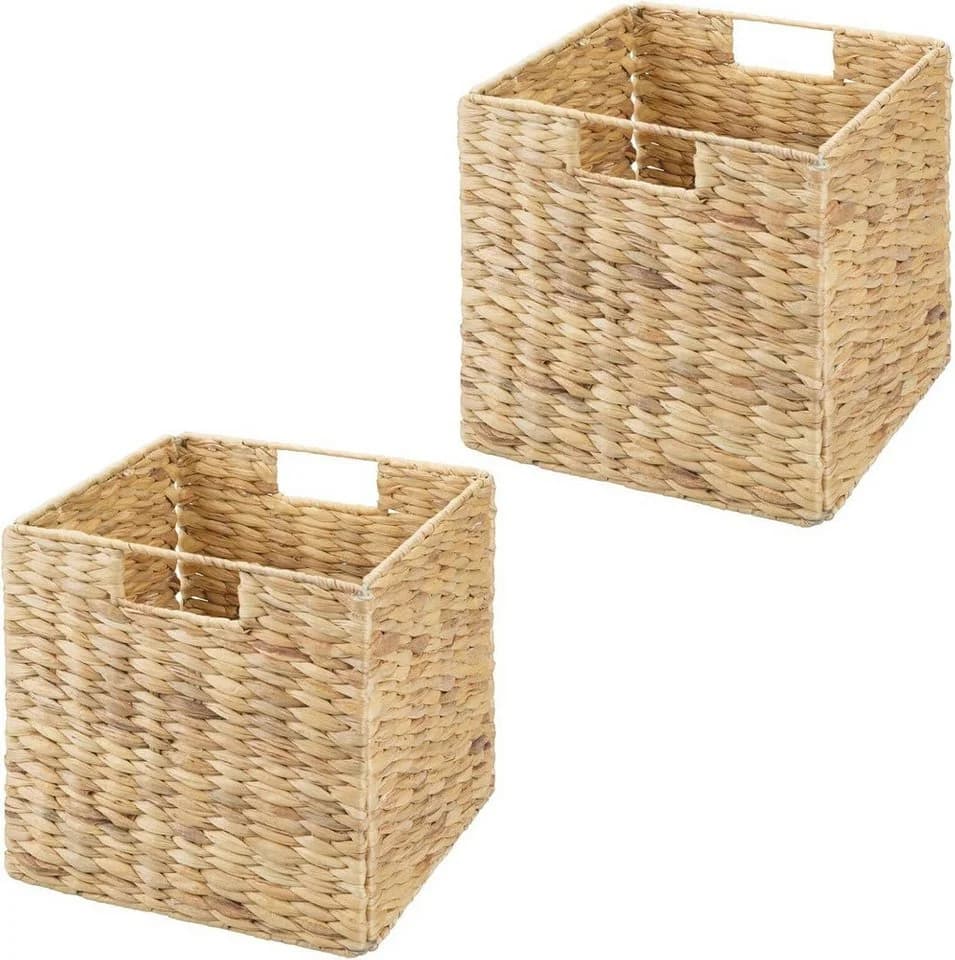 mDesign Aufbewahrungsbox Regalkorb Organizer 2er Set faltbar Wasserhyazinthe - Bild 2