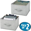 mDesign Aufbewahrungsbox 2er-Set Grau Kunstfaser mit Griff Bild 1