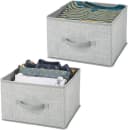 mDesign Aufbewahrungsbox 2er-Set Grau Kunstfaser mit Griff Bild 2