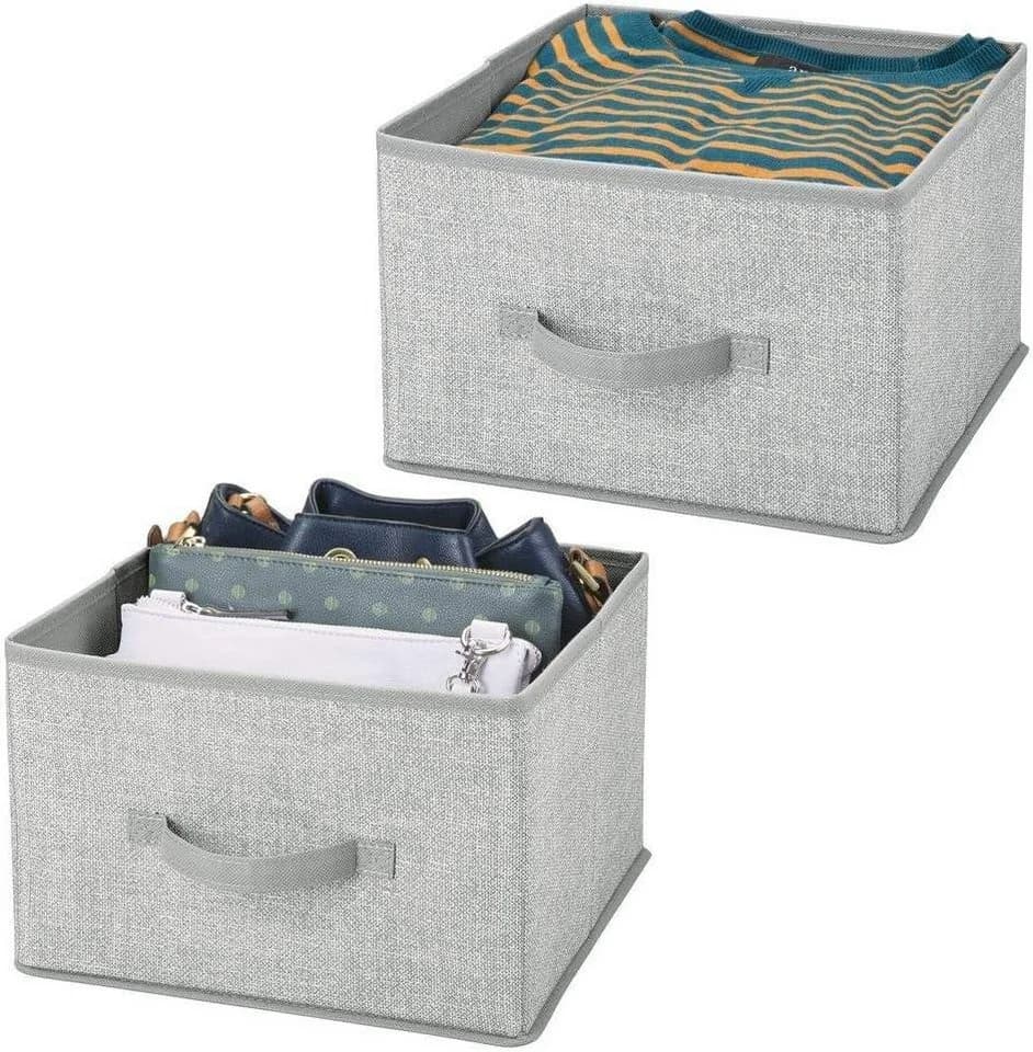 mDesign Aufbewahrungsbox 2er-Set Grau Kunstfaser mit Griff - Bild 2
