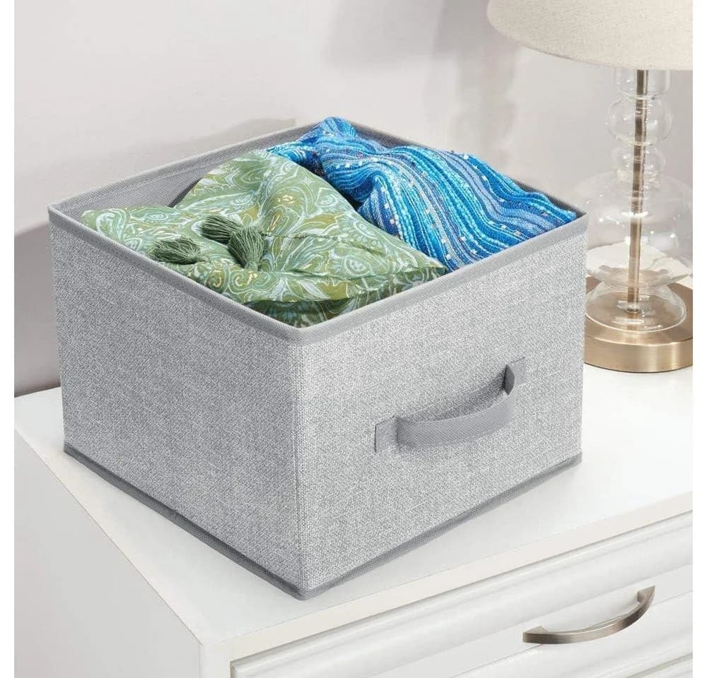 mDesign Aufbewahrungsbox 2er-Set Grau Kunstfaser mit Griff - Bild 4