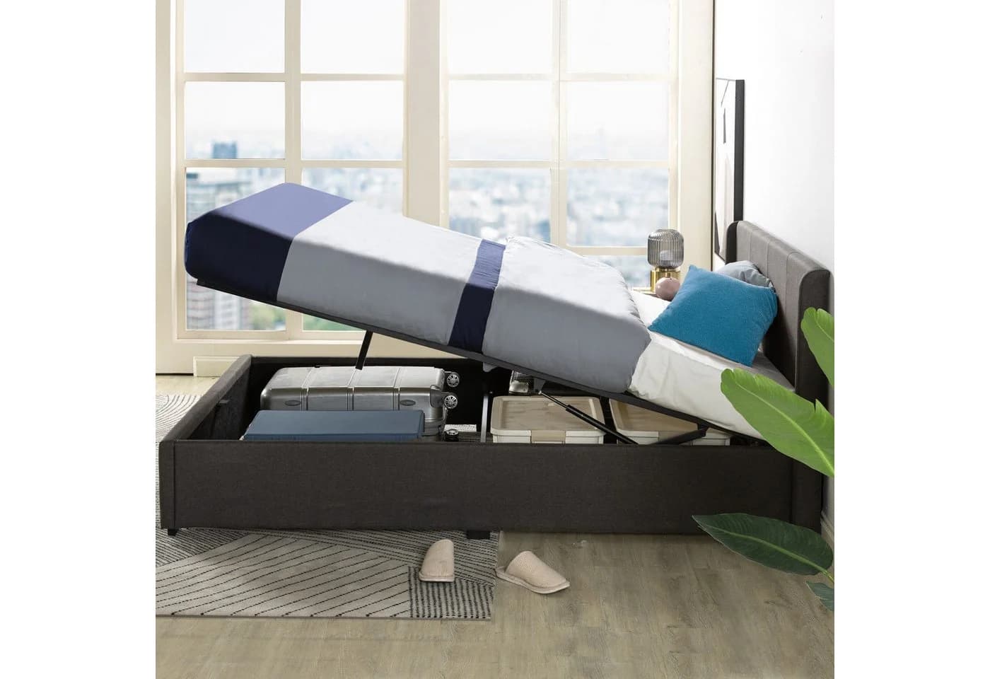 ZINUS Stauraumbett Maddon mit gepolstertem Kopfteil 180x200 cm - Bild 2