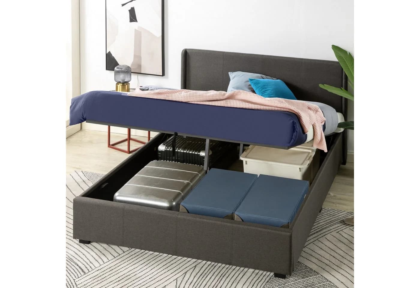 ZINUS Stauraumbett Maddon mit gepolstertem Kopfteil 180x200 cm - Bild 5