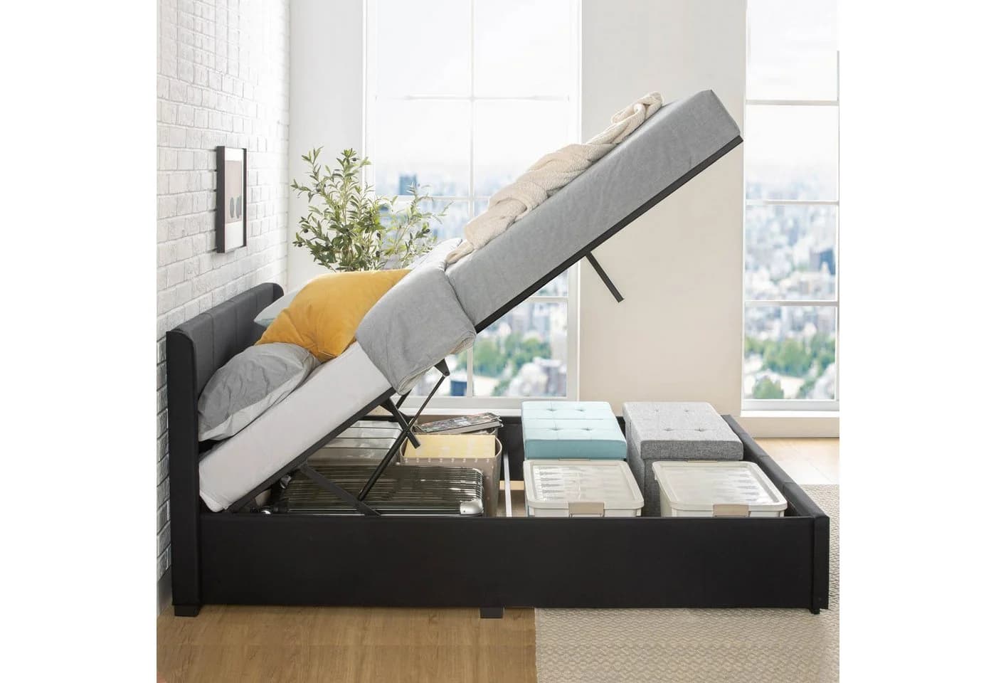 ZINUS Stauraumbett Maddon 180x200 cm mit gepolstertem Kopfteil - Bild 2
