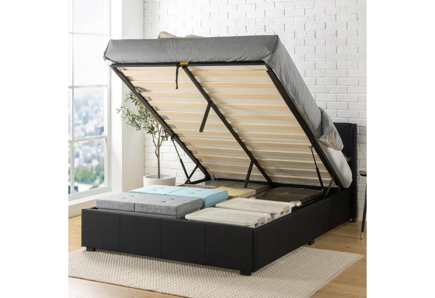 ZINUS Stauraumbett Maddon 180x200 cm mit gepolstertem Kopfteil - Bild 4