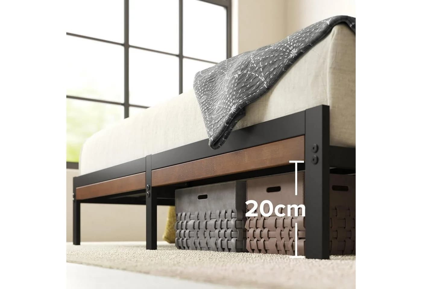 ZINUS Bettgestell Kai Bambus Metall Schwarz 140x200 cm - Bild 5