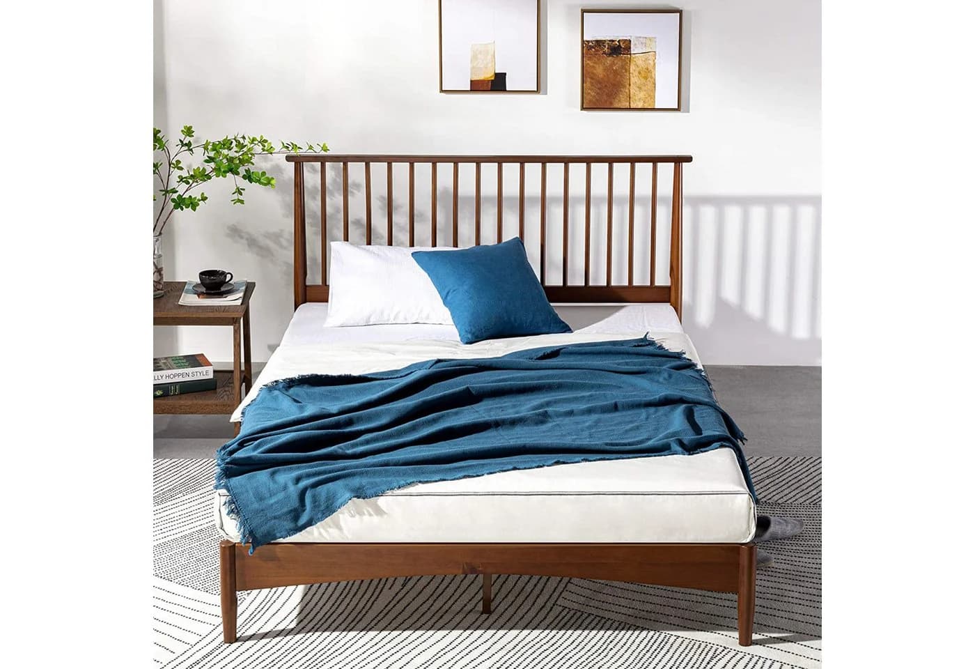 ZINUS Holzbett Linda Mid-Century 160x200 cm mit Kopfteil und Lattenrost
