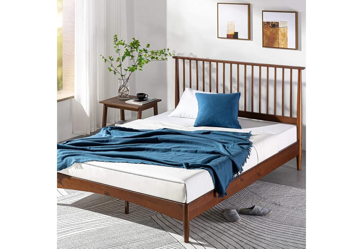 ZINUS Holzbett Linda Mid-Century 160x200 cm mit Kopfteil und Lattenrost - Bild 2