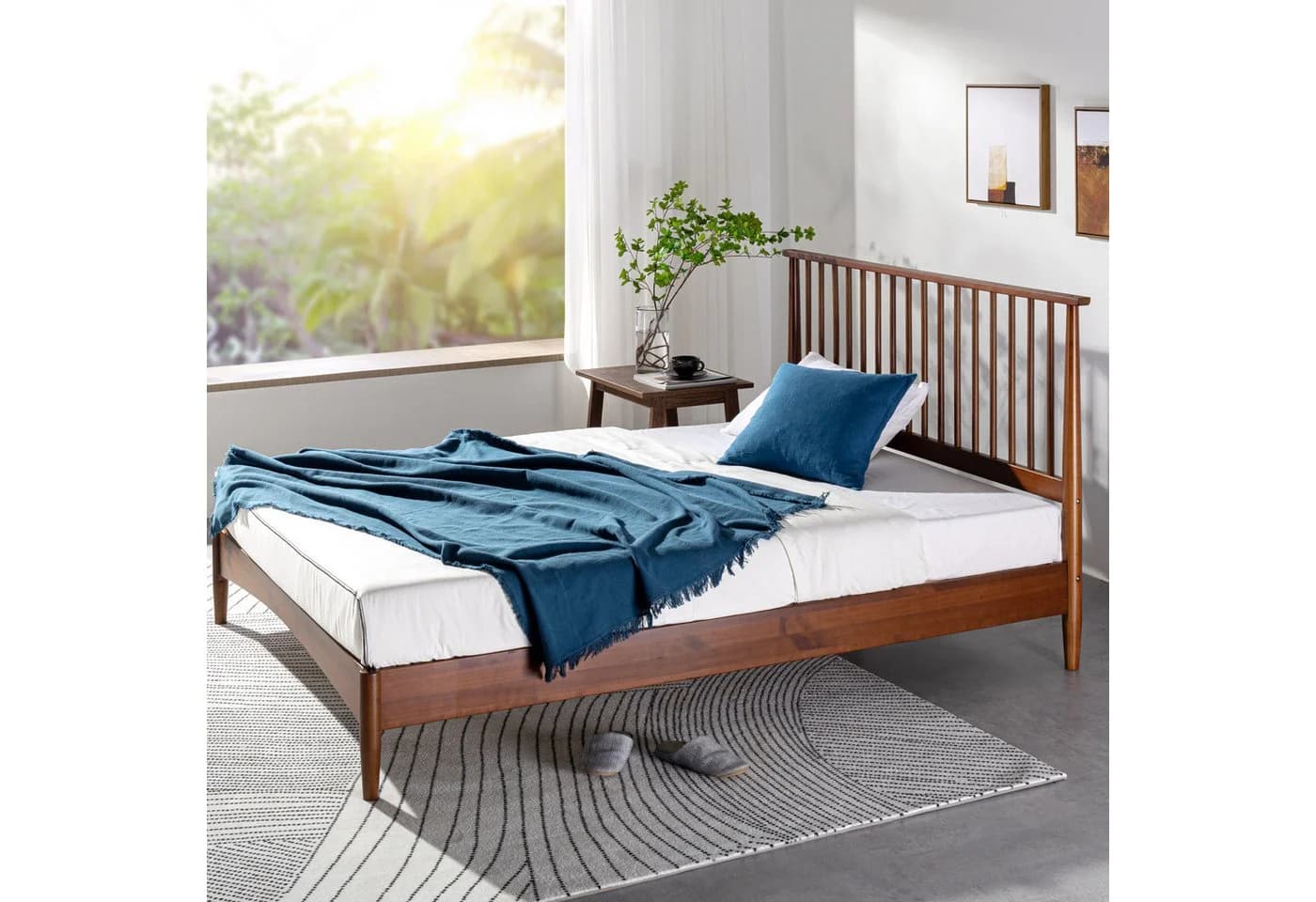 ZINUS Holzbett Linda Mid-Century 160x200 cm mit Kopfteil und Lattenrost - Bild 3