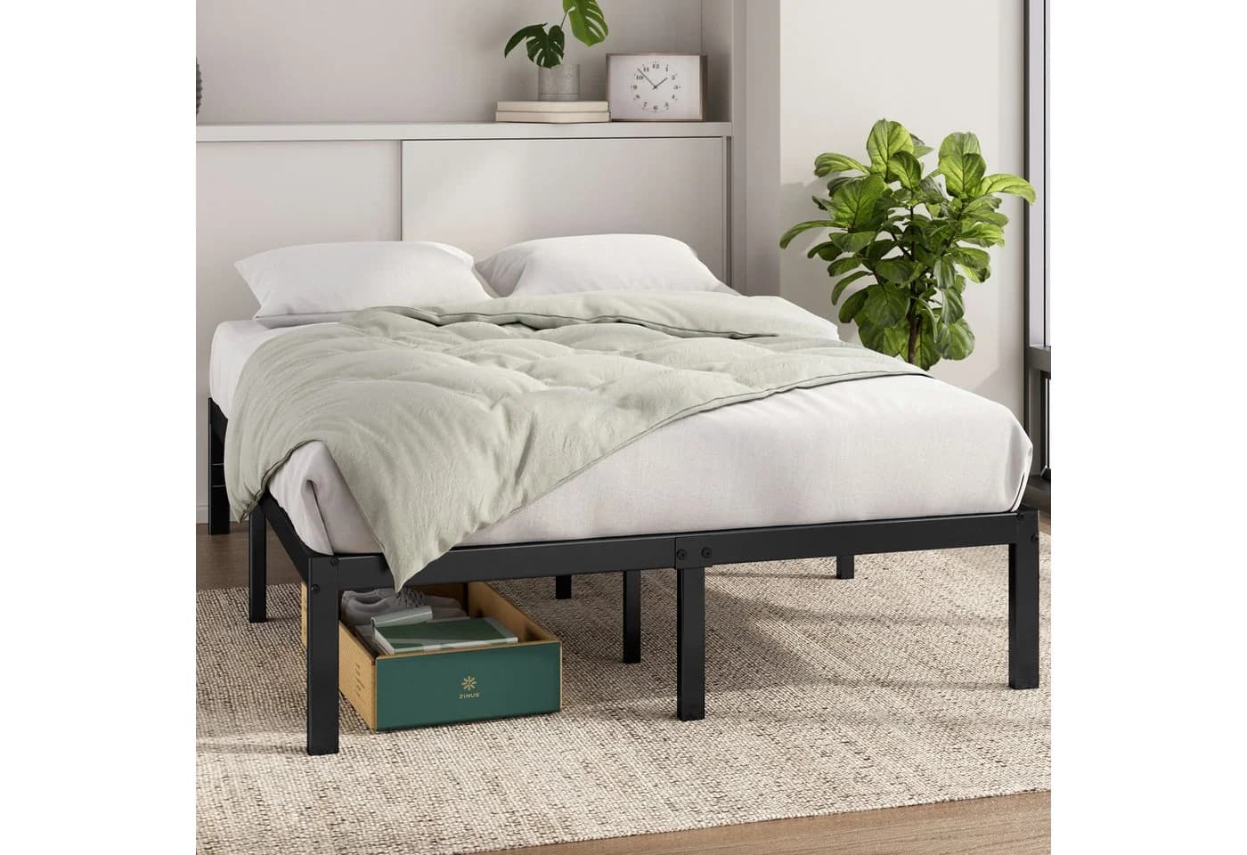 ZINUS Bettgestell Felix Bettrahmen mit Lattenrost, Gästebett Metallbett Schwarz 140x200 cm - Bild 2