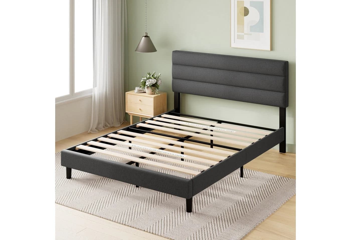 ZINUS Polsterbett Piper mit Lattenrost 140x200 cm Dunkelgrau - Bild 5