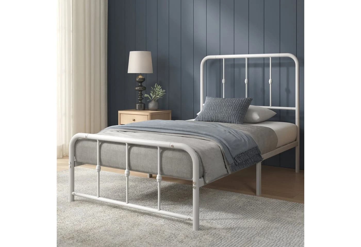 ZINUS Bettgestell Florence, Bett mit Kopf- und Fussteil, 90x200cm, Weiß - Bild 2