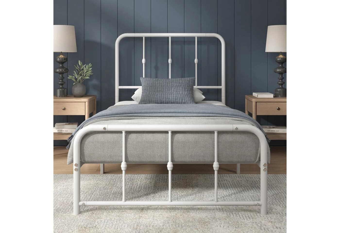 ZINUS Bettgestell Florence, Bett mit Kopf- und Fussteil, 90x200cm, Weiß - Bild 3