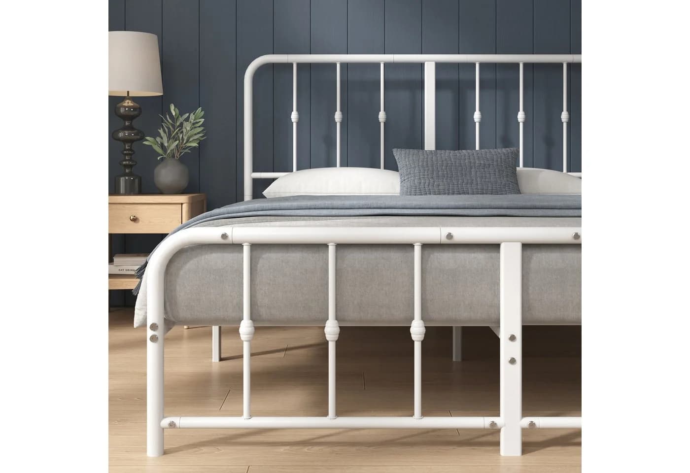 ZINUS Bettgestell Florence, Bett mit Kopf- und Fussteil, 90x200cm, Weiß - Bild 5