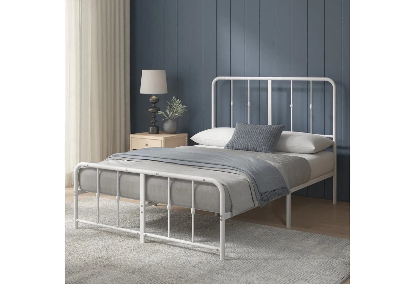 ZINUS Bettgestell Florence Bett mit Kopf- und Fussteil 140x200cm Weiß - Bild 2