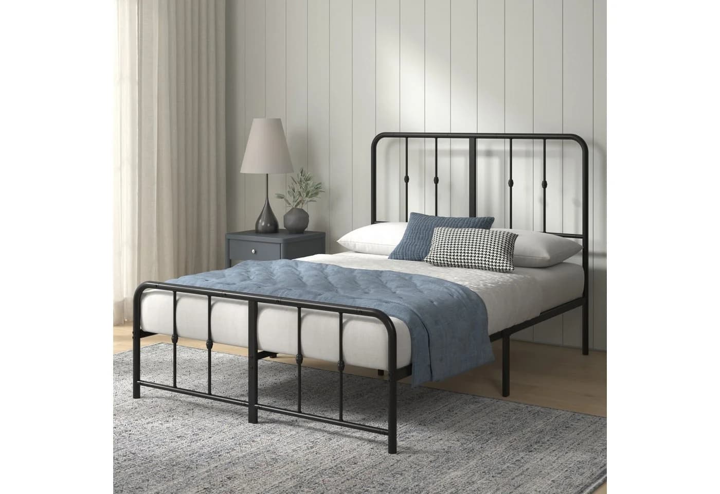 ZINUS Bettgestell Florence Bett mit Kopf- und Fussteil 140x200cm Schwarz - Bild 2