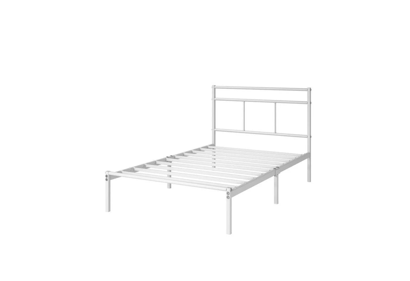 ZINUS Bettgestell Florence Square mit Kopfteil Weiß 90x200 cm