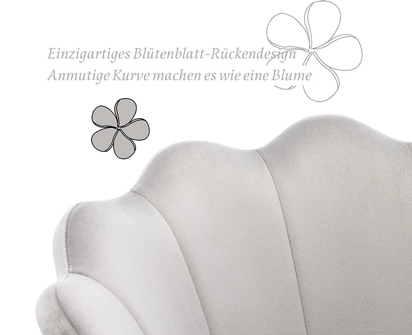 WAHSON OFFICE CHAIRS Loungesessel Grau Weicher Samt Armlehnstuhl - Bild 3