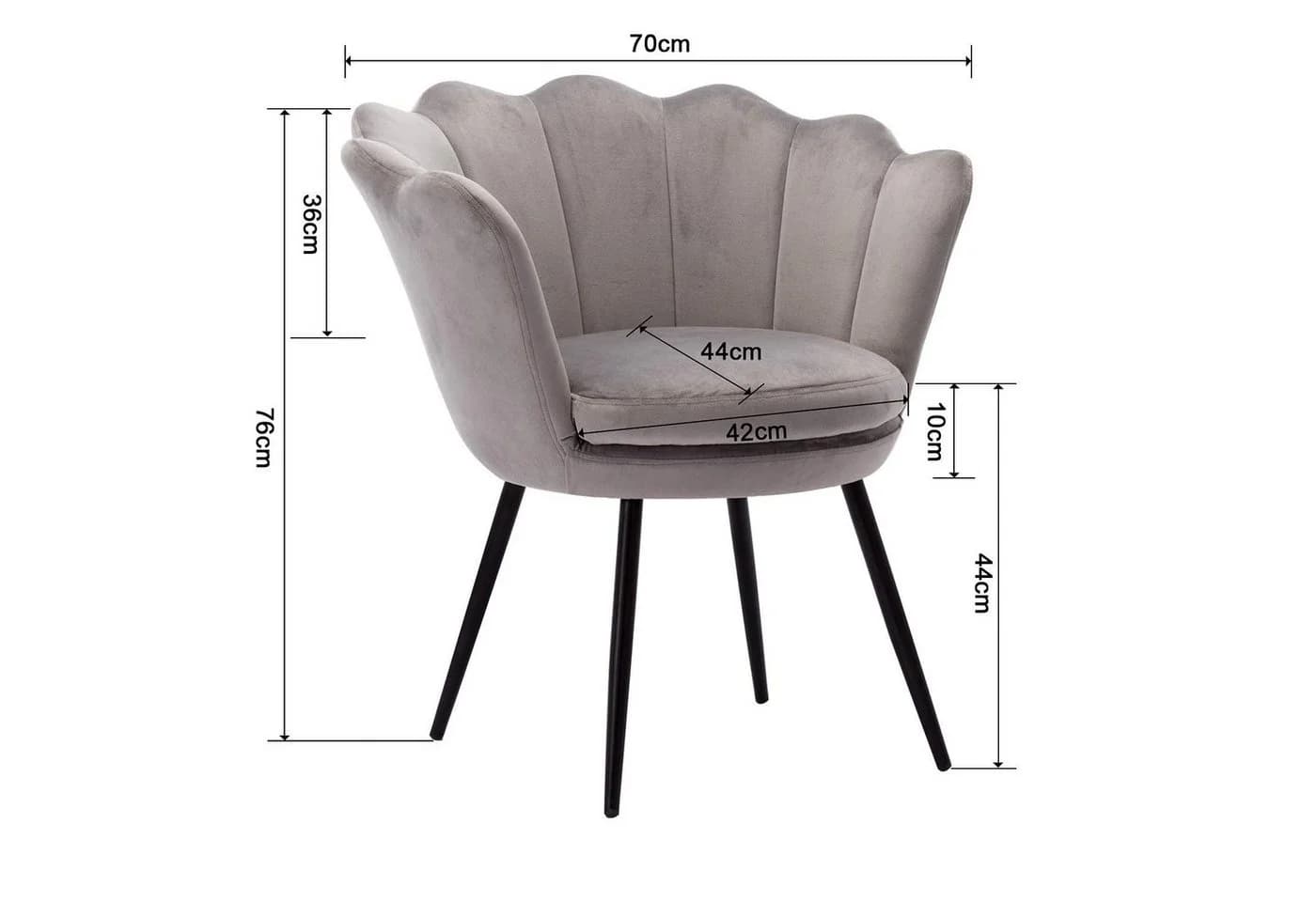 WAHSON OFFICE CHAIRS Loungesessel Grau Weicher Samt Armlehnstuhl - Bild 5