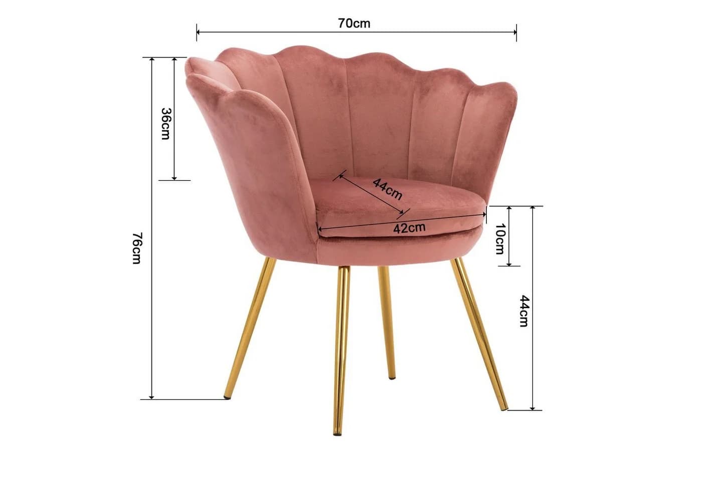 WAHSON OFFICE CHAIRS Loungesessel Rosa Weicher Samt Armlehnstuhl - Bild 5