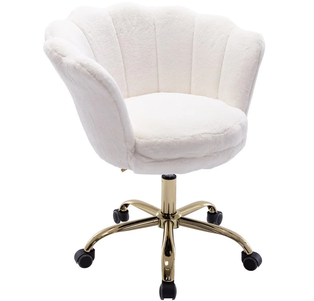 WAHSON OFFICE CHAIRS Loungesessel Bürostuhl Weiß Kunstfell - Bild 2