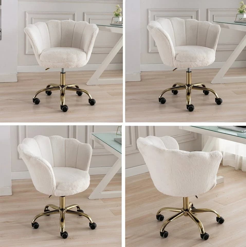 WAHSON OFFICE CHAIRS Loungesessel Bürostuhl Weiß Kunstfell - Bild 5