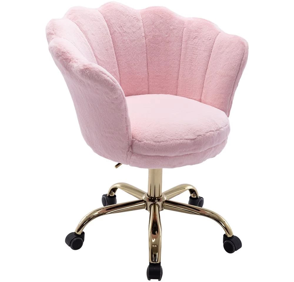 WAHSON OFFICE CHAIRS Loungesessel Bürostuhl Kunstfell Drehstuhl Rosa - Bild 2