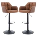 WAHSON Barhocker 2er Set Samtstoff Braun Bild 2