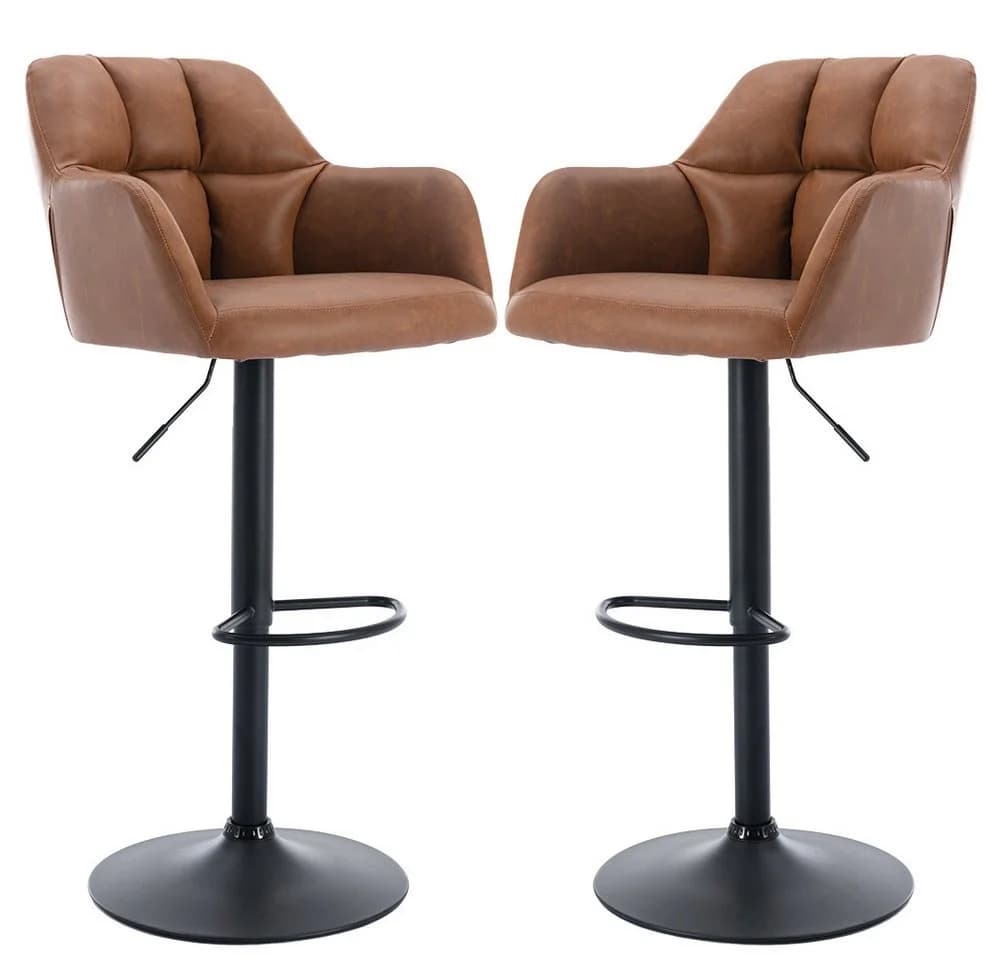 WAHSON Barhocker 2er Set Samtstoff Braun - Bild 2