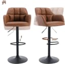 WAHSON Barhocker 2er Set Samtstoff Braun Bild 5