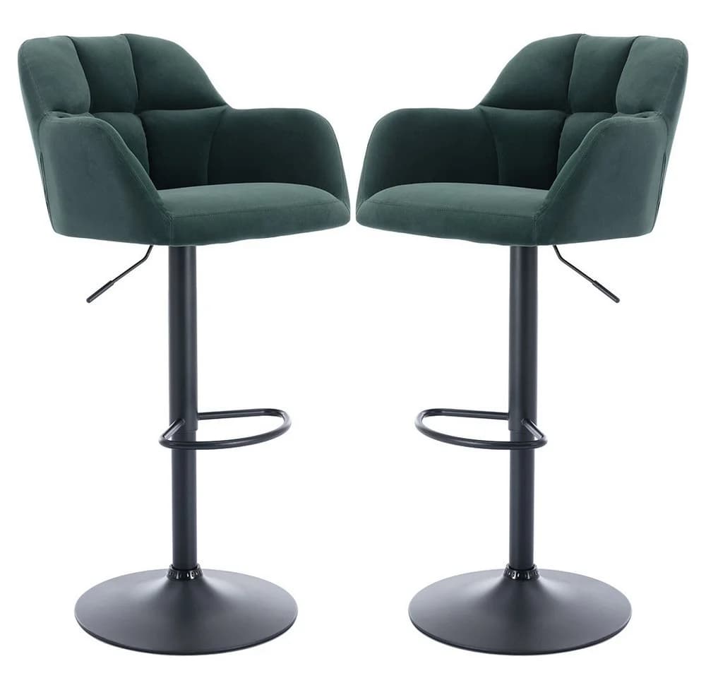 WAHSON OFFICE CHAIRS Barhocker 2er Set Grün Samtstoff Thekenhocker - Bild 2