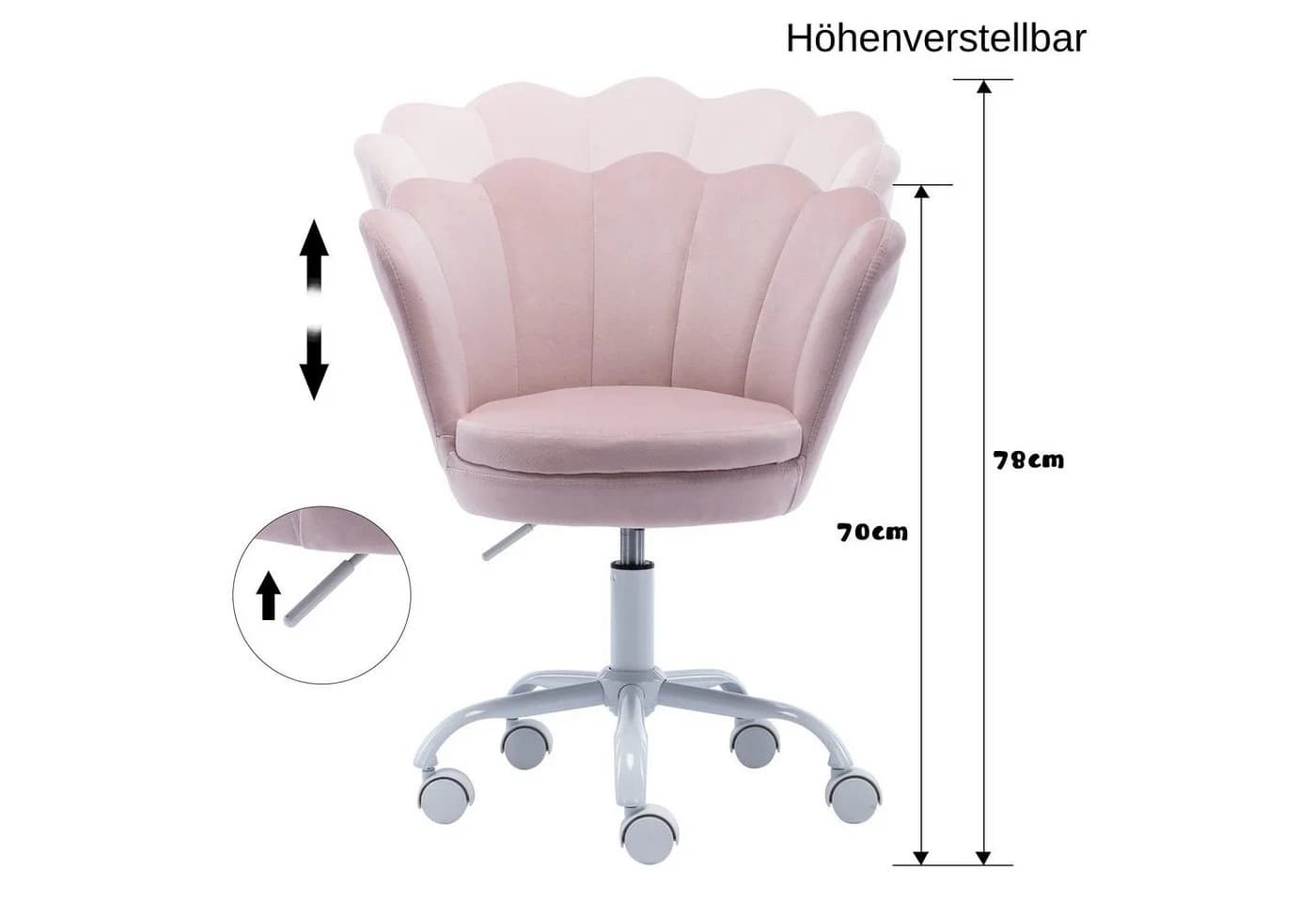 WAHSON OFFICE CHAIRS Loungesessel Samt Kinder Schreibtischstuhl Drehstuhl Rosa - Bild 4