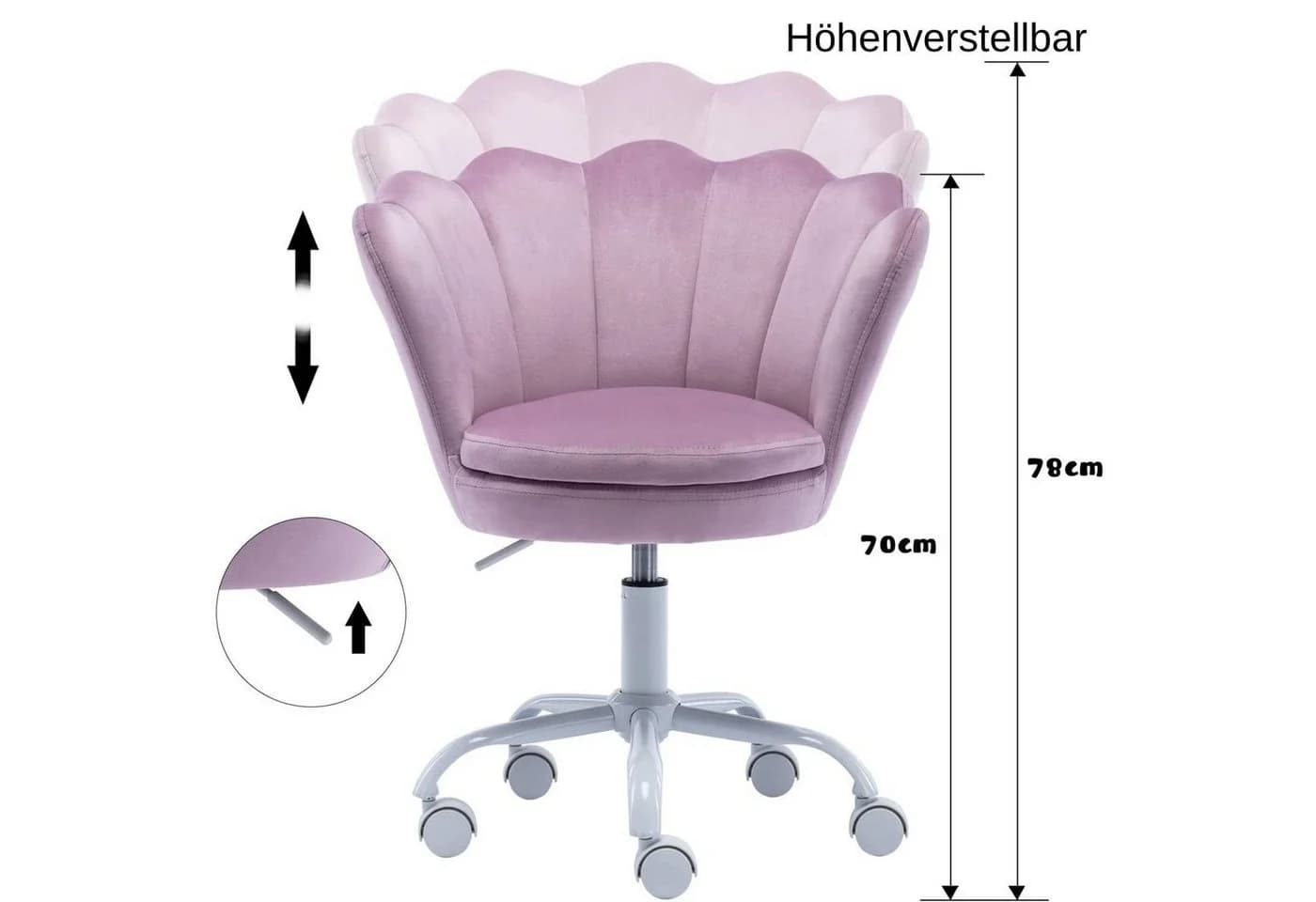 WAHSON OFFICE CHAIRS Loungesessel Samt Kinder Schreibtischstuhl Drehstuhl Violett - Bild 4