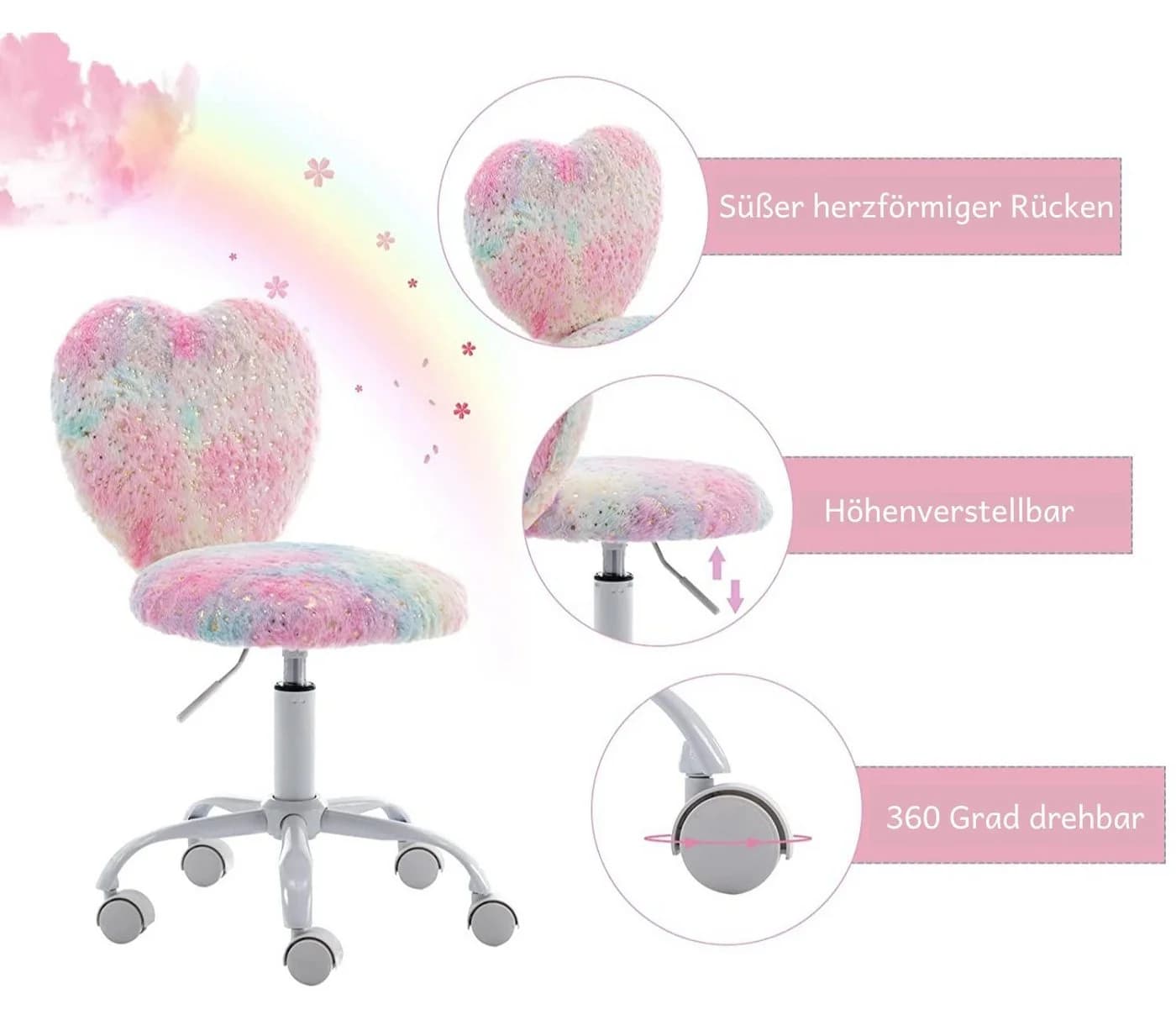 WAHSON OFFICE CHAIRS Schreibtischstuhl Kunstpelz Bunt - Bild 4