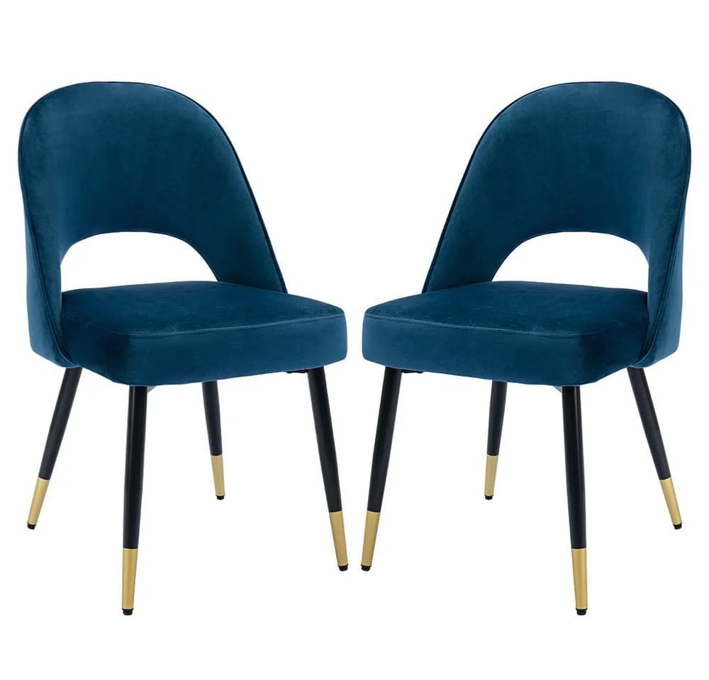 WAHSON OFFICE CHAIRS Esszimmerstuhl Samt 2er Set Blau - Bild 2