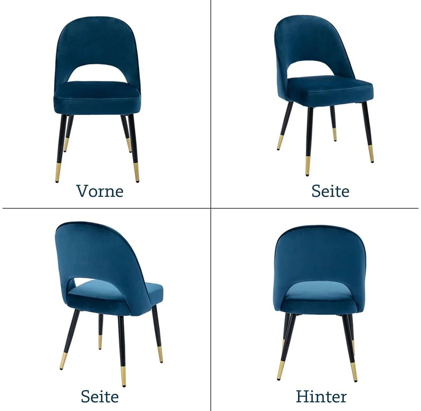 WAHSON OFFICE CHAIRS Esszimmerstuhl Samt 2er Set Blau - Bild 4