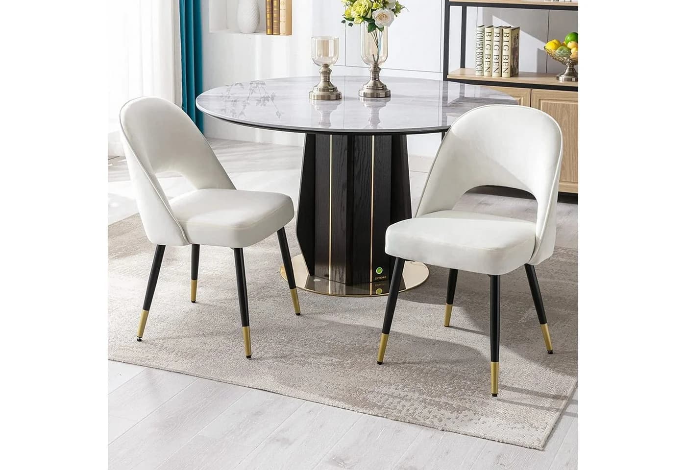 WAHSON OFFICE CHAIRS Esszimmerstuhl Samt 2er Set Beige - Bild 1