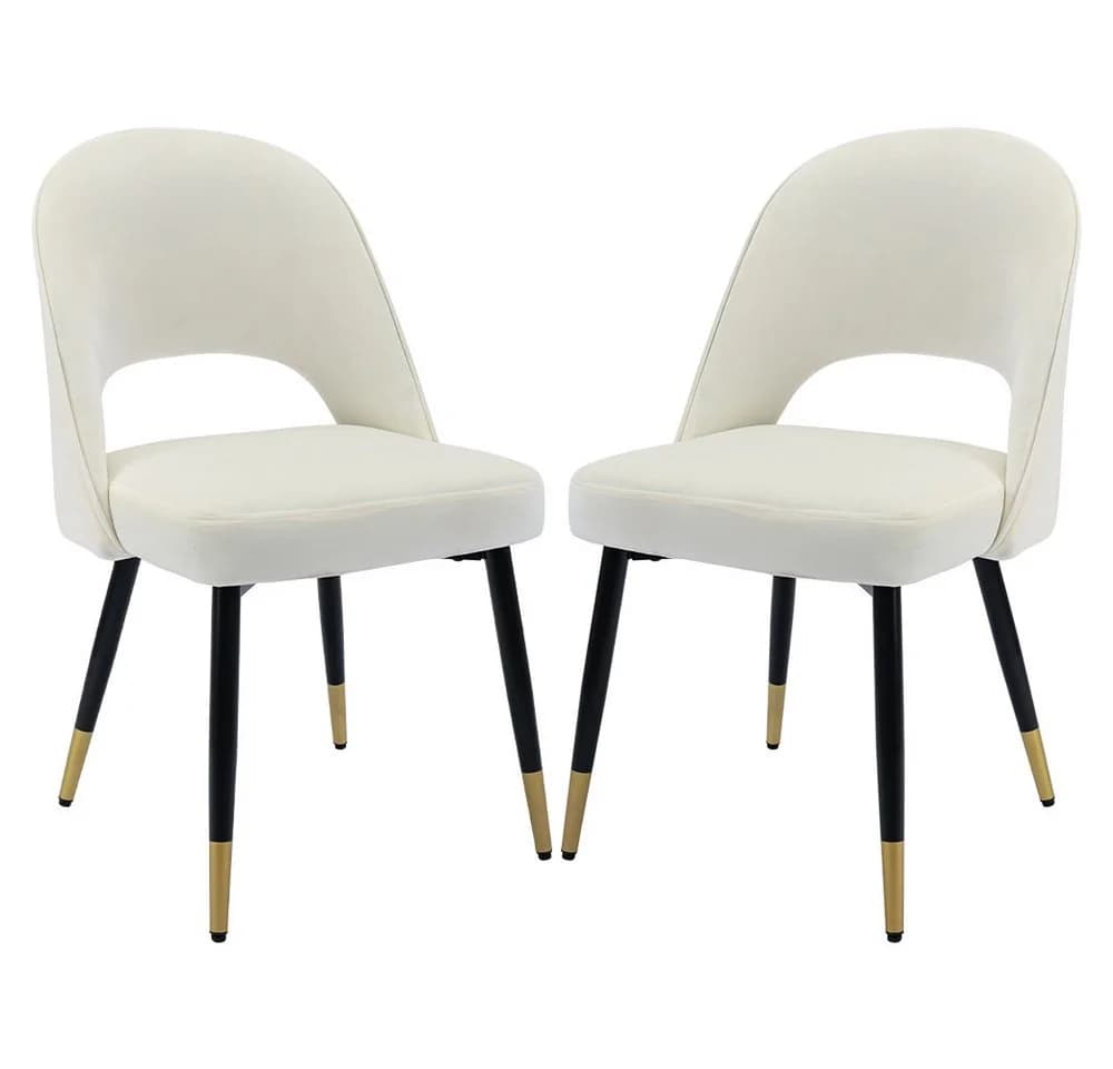 WAHSON OFFICE CHAIRS Esszimmerstuhl Samt 2er Set Beige - Bild 2