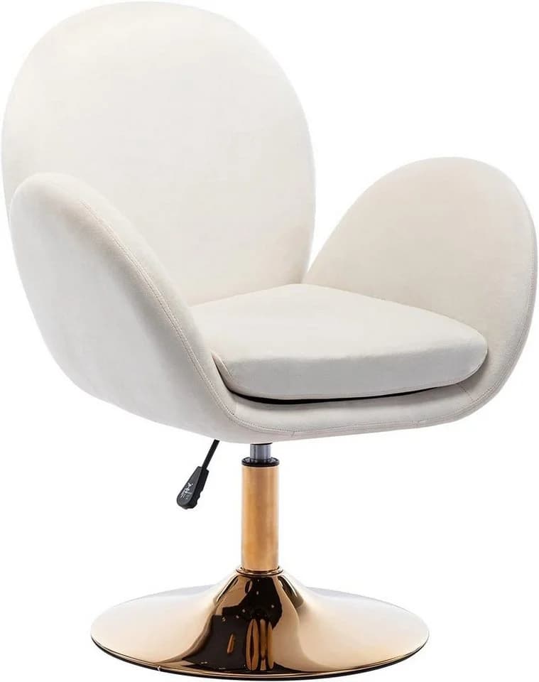 WAHSON OFFICE CHAIRS Loungesessel Samt Drehstuhl höhenverstellbar Beige - Bild 3