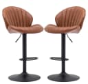 WAHSON OFFICE CHAIRS Barhocker 2er Set Barstuhl Bistrohocker mit Lehne Braun Bild 2