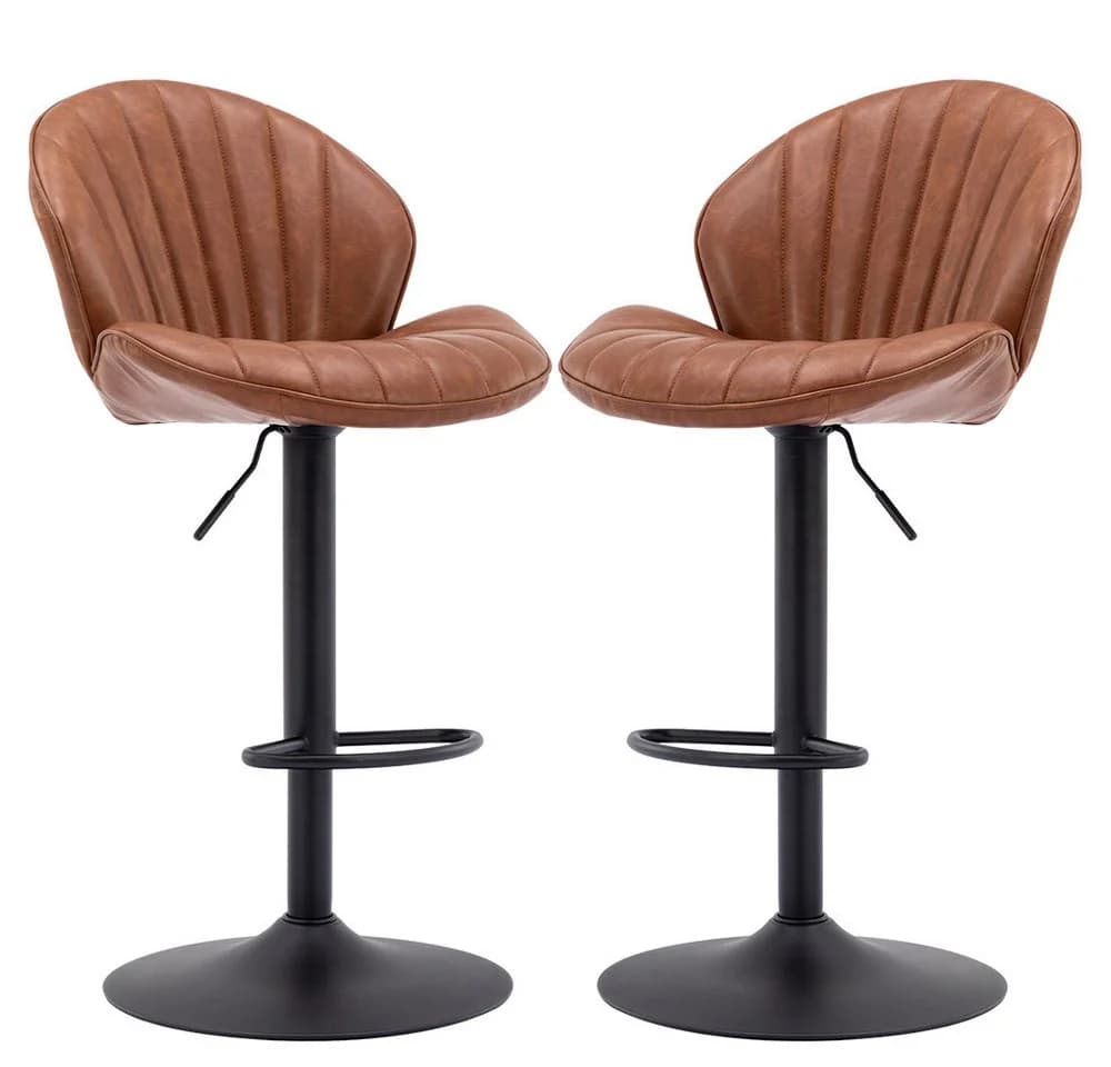 WAHSON OFFICE CHAIRS Barhocker 2er Set Barstuhl Bistrohocker mit Lehne Braun - Bild 2
