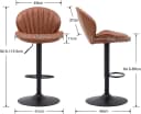 WAHSON OFFICE CHAIRS Barhocker 2er Set Barstuhl Bistrohocker mit Lehne Braun Bild 3