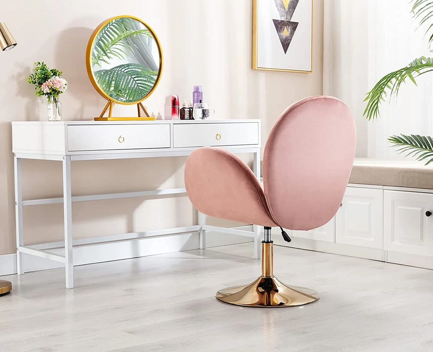 WAHSON OFFICE CHAIRS Loungesessel Samt Drehstuhl Höhenverstellbar Rosa - Bild 5