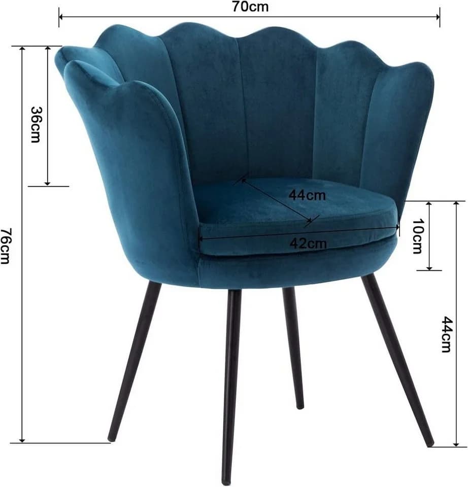 WAHSON OFFICE CHAIRS Loungesessel Weicher Samt Armlehnstuhl Blau/Grün - Bild 5