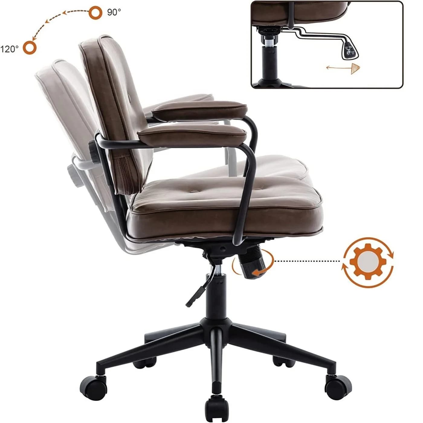 WAHSON OFFICE CHAIRS Bürostuhl Braun Kunstleder höhenverstellbar - Bild 4