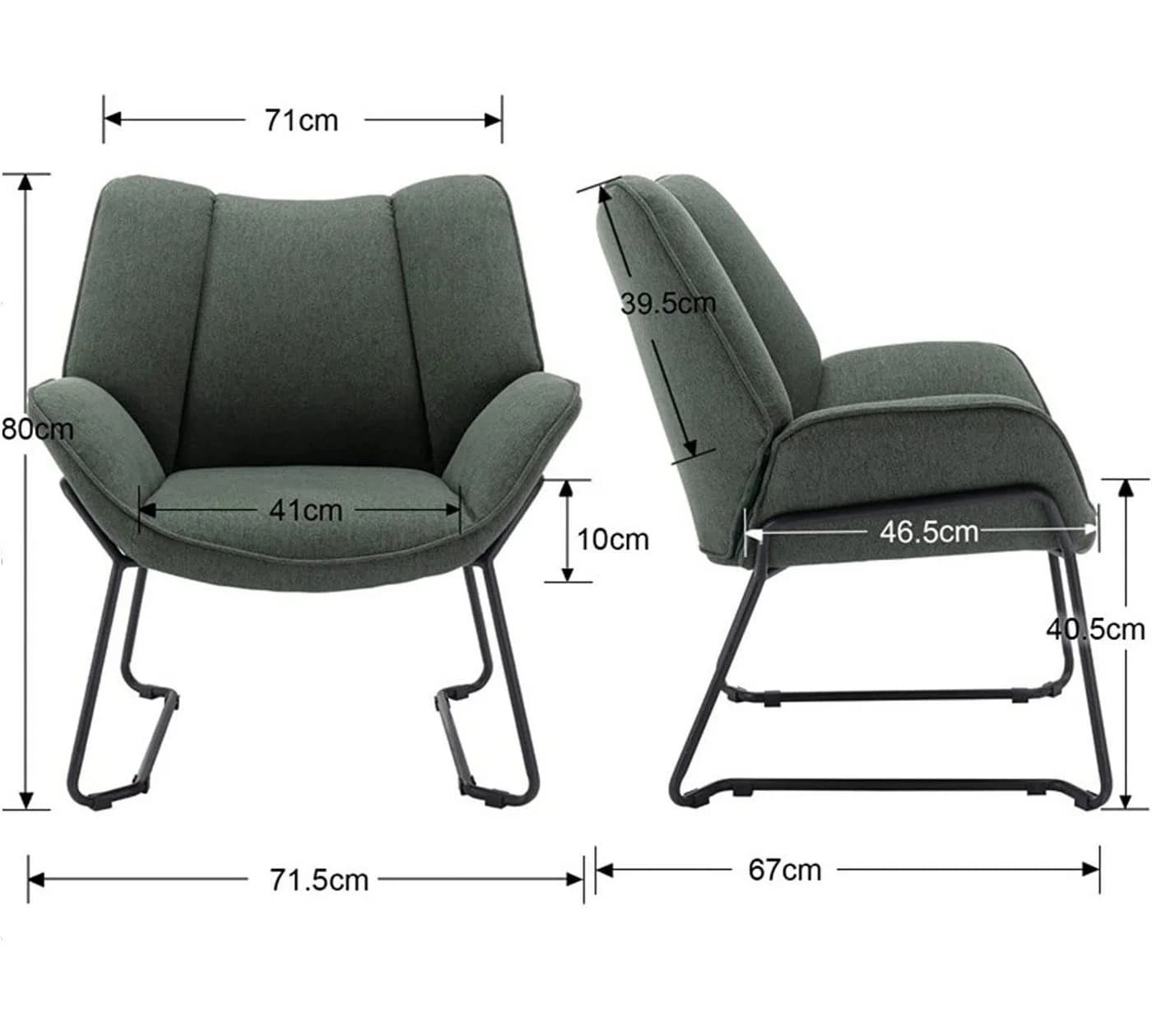 WAHSON OFFICE CHAIRS Loungesessel Grün Leinenstoff - Bild 3